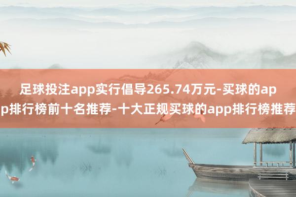 足球投注app实行倡导265.74万元-买球的app排行榜前十名推荐-十大正规买球的app排行榜推荐