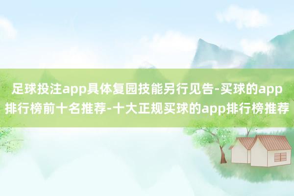 足球投注app具体复园技能另行见告-买球的app排行榜前十名推荐-十大正规买球的app排行榜推荐