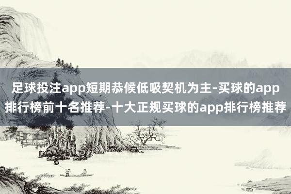 足球投注app短期恭候低吸契机为主-买球的app排行榜前十名推荐-十大正规买球的app排行榜推荐