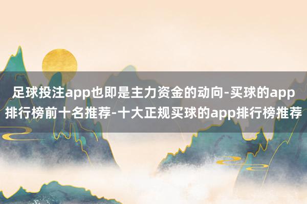 足球投注app也即是主力资金的动向-买球的app排行榜前十名推荐-十大正规买球的app排行榜推荐