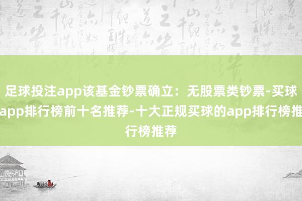 足球投注app该基金钞票确立：无股票类钞票-买球的app排行榜前十名推荐-十大正规买球的app排行榜推荐