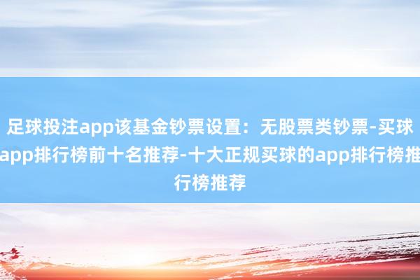 足球投注app该基金钞票设置：无股票类钞票-买球的app排行榜前十名推荐-十大正规买球的app排行榜推荐