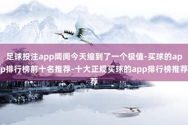 足球投注app阛阓今天缩到了一个极值-买球的app排行榜前十名推荐-十大正规买球的app排行榜推荐